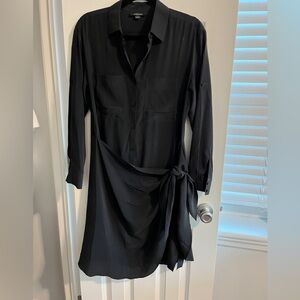 Acrobat Black Long Sleeve Wrap Dress small silk